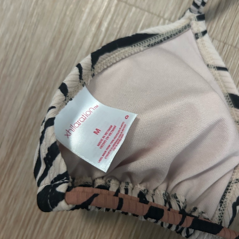 Xhilaration Black & Tan Zebra Triangle Bikini Top - Picture 3 of 3